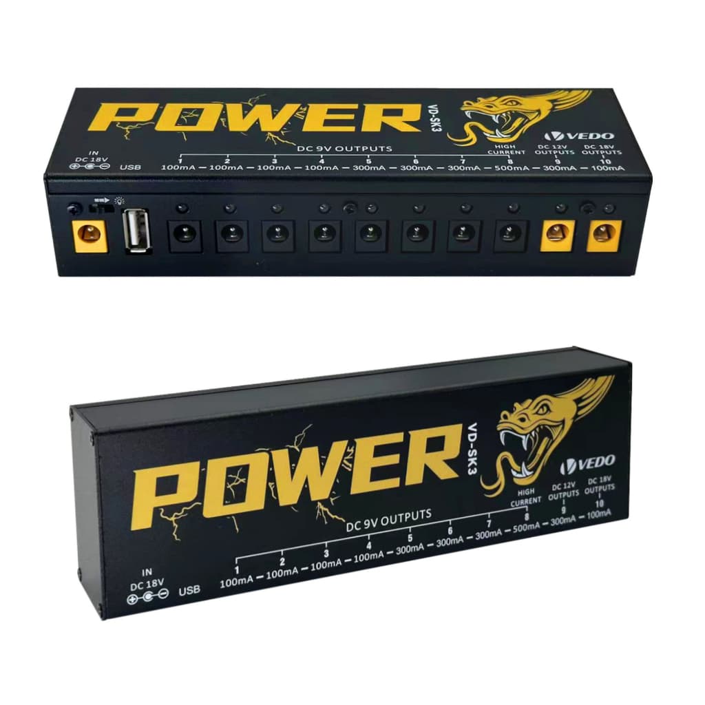 VEDO VD-SK3 10 vias de saída para 9V/12V/18V Proteção de tensão Pedais de efeito de guitarra Placa de alimentação