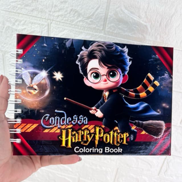 Livro de Colorir Harry Potter Personalizado com nome na Capa Artesanal 50 Desenhos Capa Dura