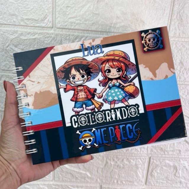 Livro de Colorir One Piece Personalizado com nome Artesanal Caderno de Colorir 50 Desenhos 180g