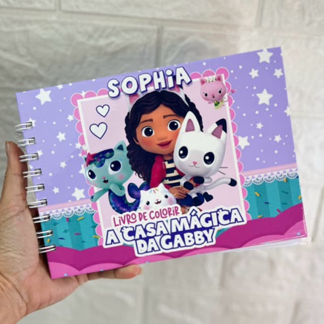 Livro de Colorir A Casa Mágica da Gabby 50 desenhos Folha180g Capa Dura Caderno de Colorir Artesanal