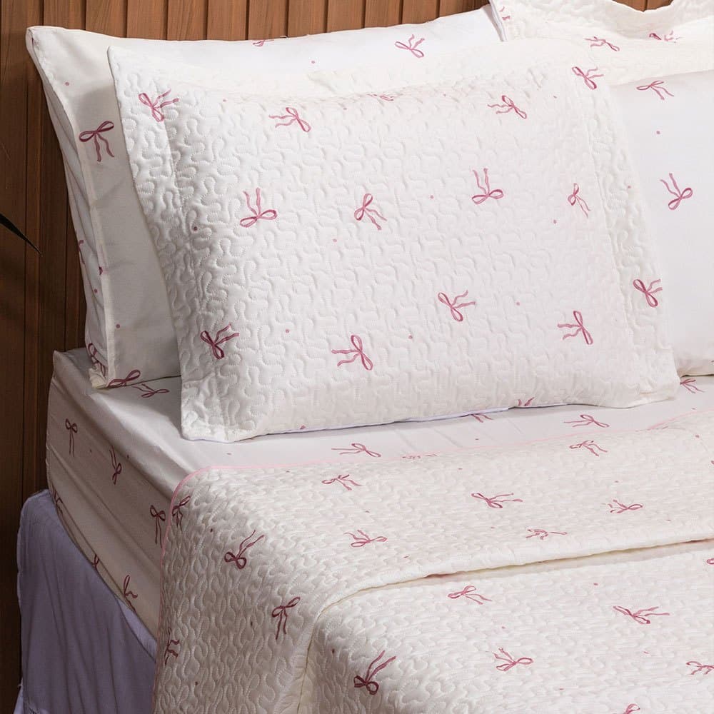 Kit Cama Cobre Leito Casal Queen Estampado Basic 180 Fios 3 peças