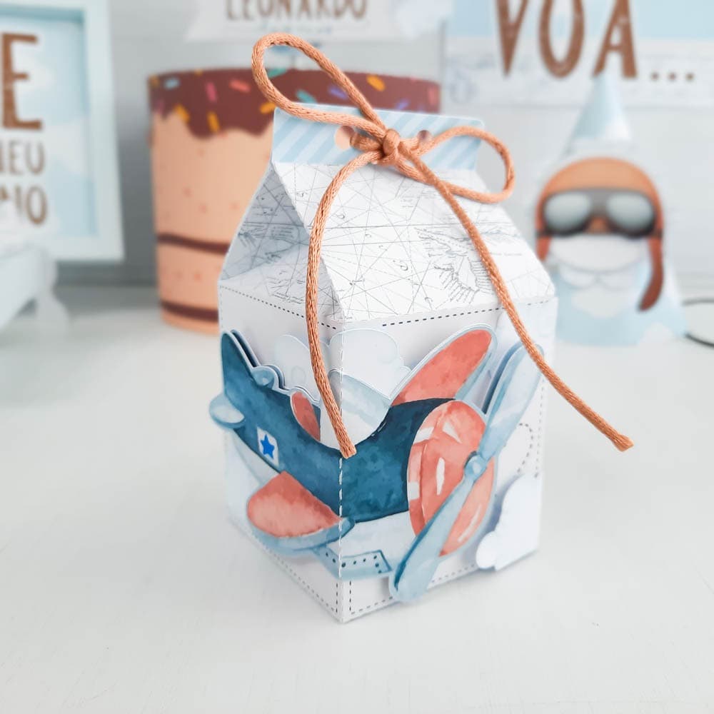 Caixinha Milk Personalizada Aviador Kit Festa Infantil Lembrancinhas