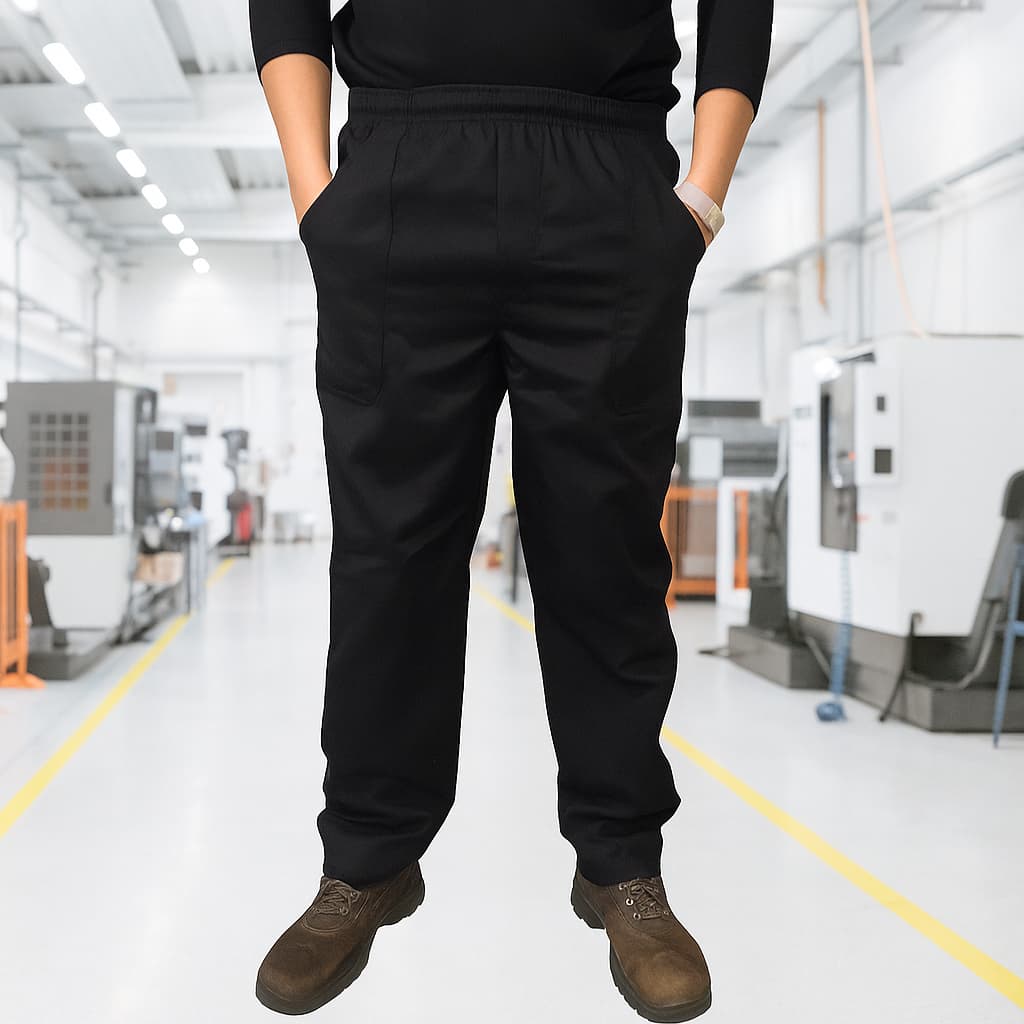 CALÇA PRETA DE BRIM PESADO 100% ALGODÃO REFORÇADA PARA TRABALHO — CONFORTO E DURABILIDADE