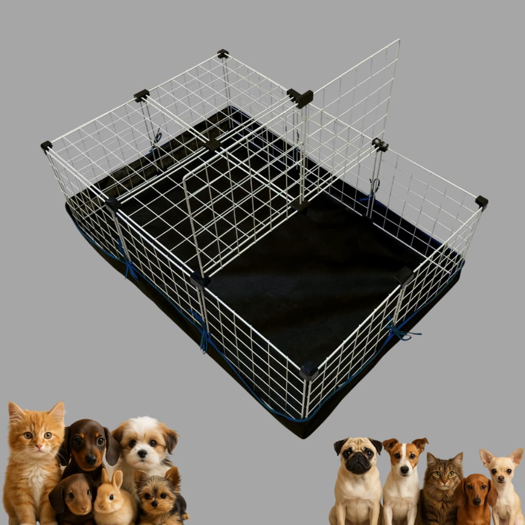 Cercadinho Pet 30x30 com Fundo 1 Fileira e Tampa Preto Modular para Cachorro