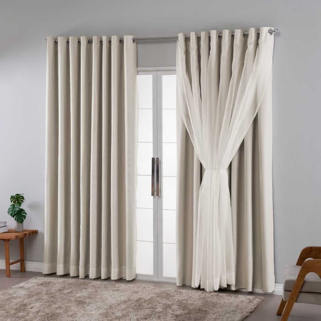 Cortina Blackout Com Voil Em Tecido 5.00x3.60 Para Varão Sala/Quarto