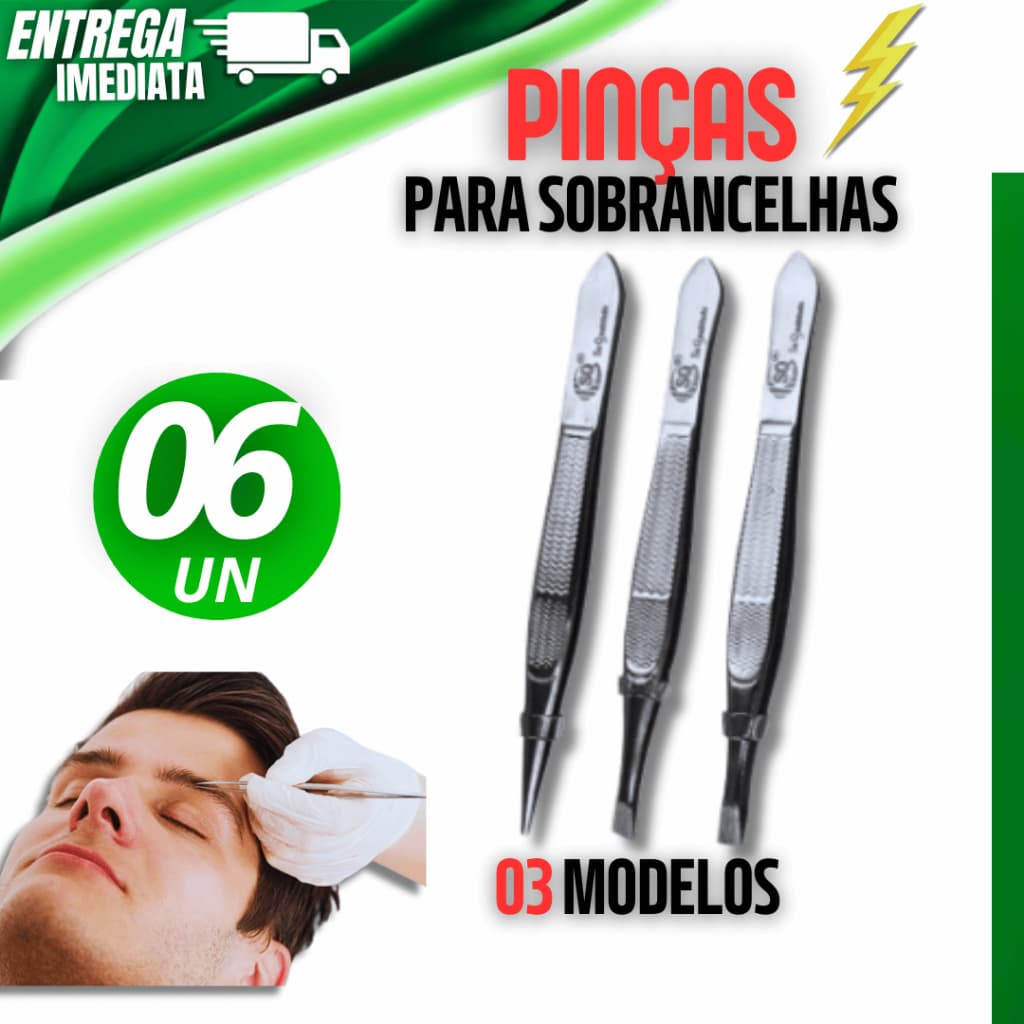 06 Pinça Profissional Em Aço Inoxidável Para Sobrancelha Remoção De Pelos Sobrancelha Premium