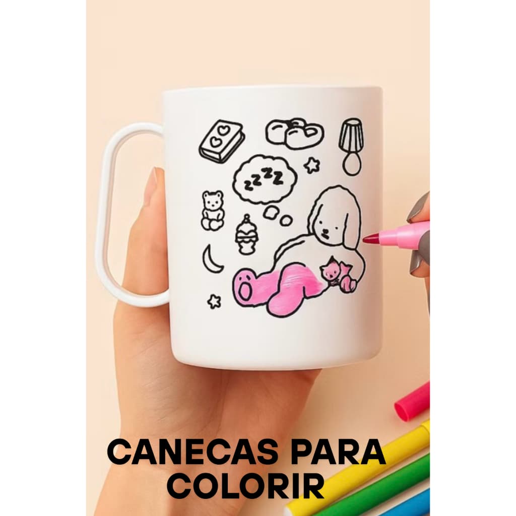 KIT  COM ATÉ 30 CANECA PARA COLORIR  / KIT TELA DE PINTURA DESENHOS VARIADOS