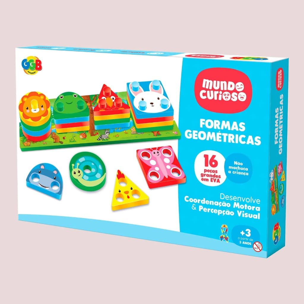 Brinquedo Educativo Formas Geográfica Animais e Cores