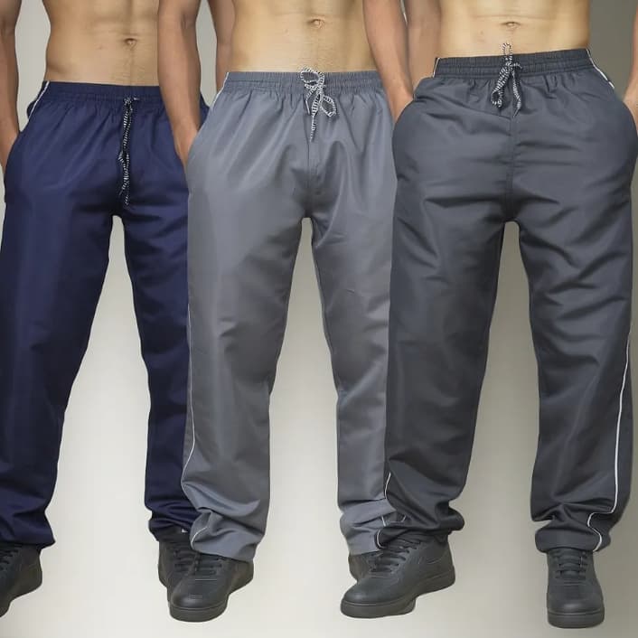Kit 3 ou 2 Calças Masculinas Com 3 Bolços Cintura Ajustável Tactel Esportivo
