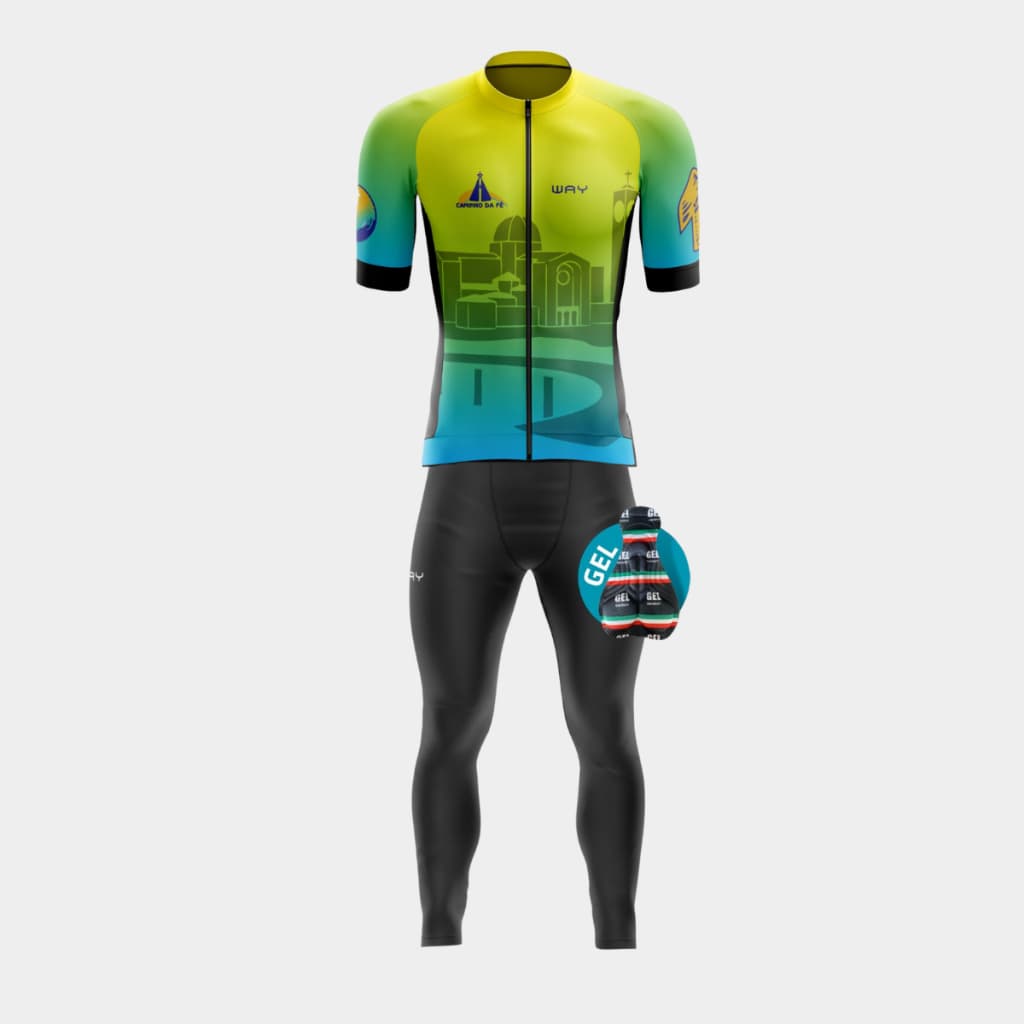Roupa Ciclismo Masculino Kit Camisa Manga Curta Slim Calça Acolchoada Gel Bike Pedal