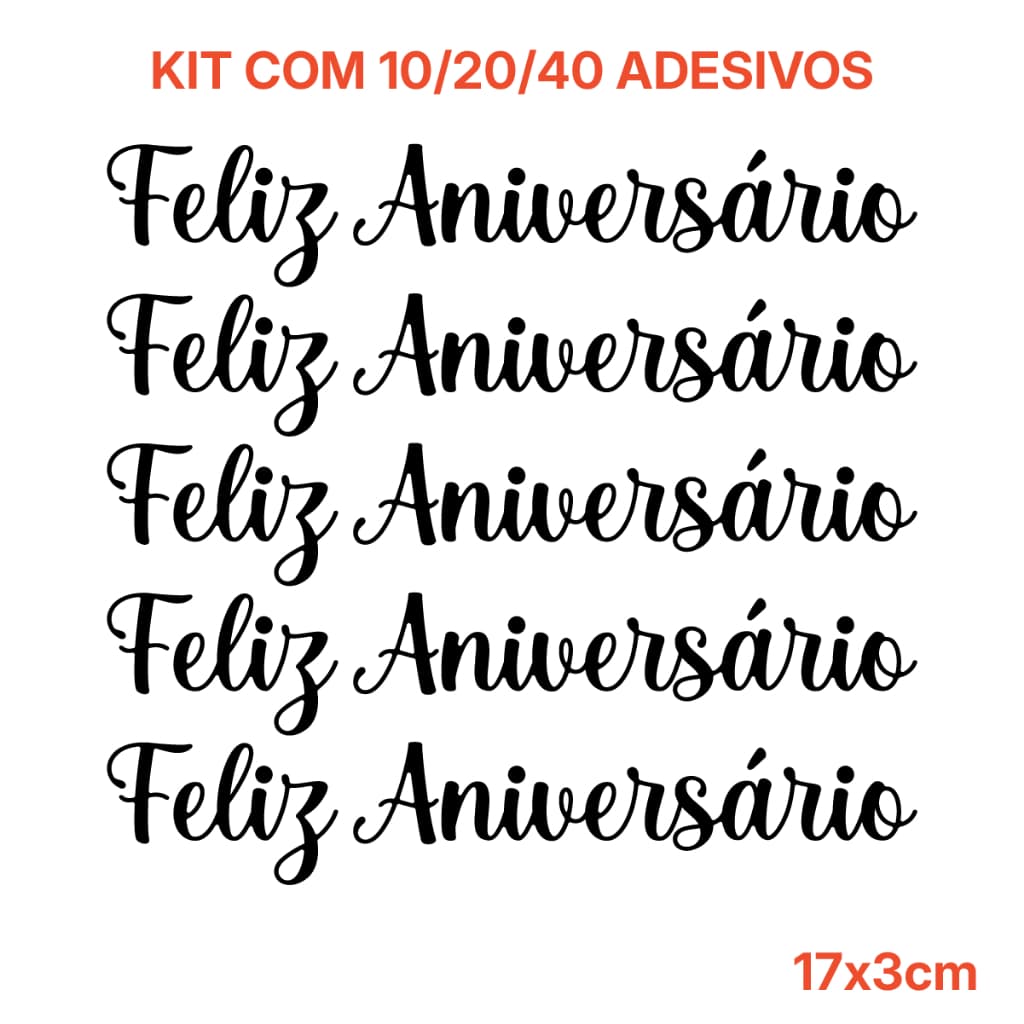Kit 20 Adesivos Feliz Aniversário para Balão Bubble Bexiga 10" 17x3