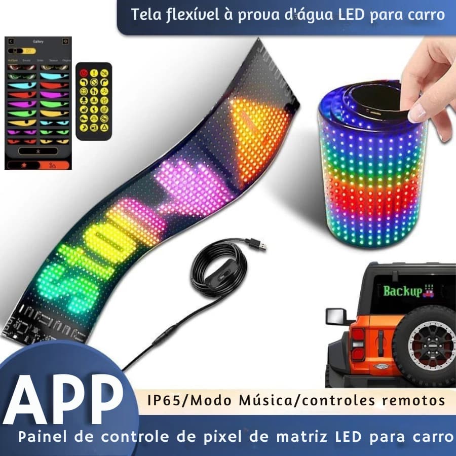 Painel Visor flexível LED Dinâmico Inteligente A Prova D´água Para Brisa Carro Automóveis ALTOSALTO