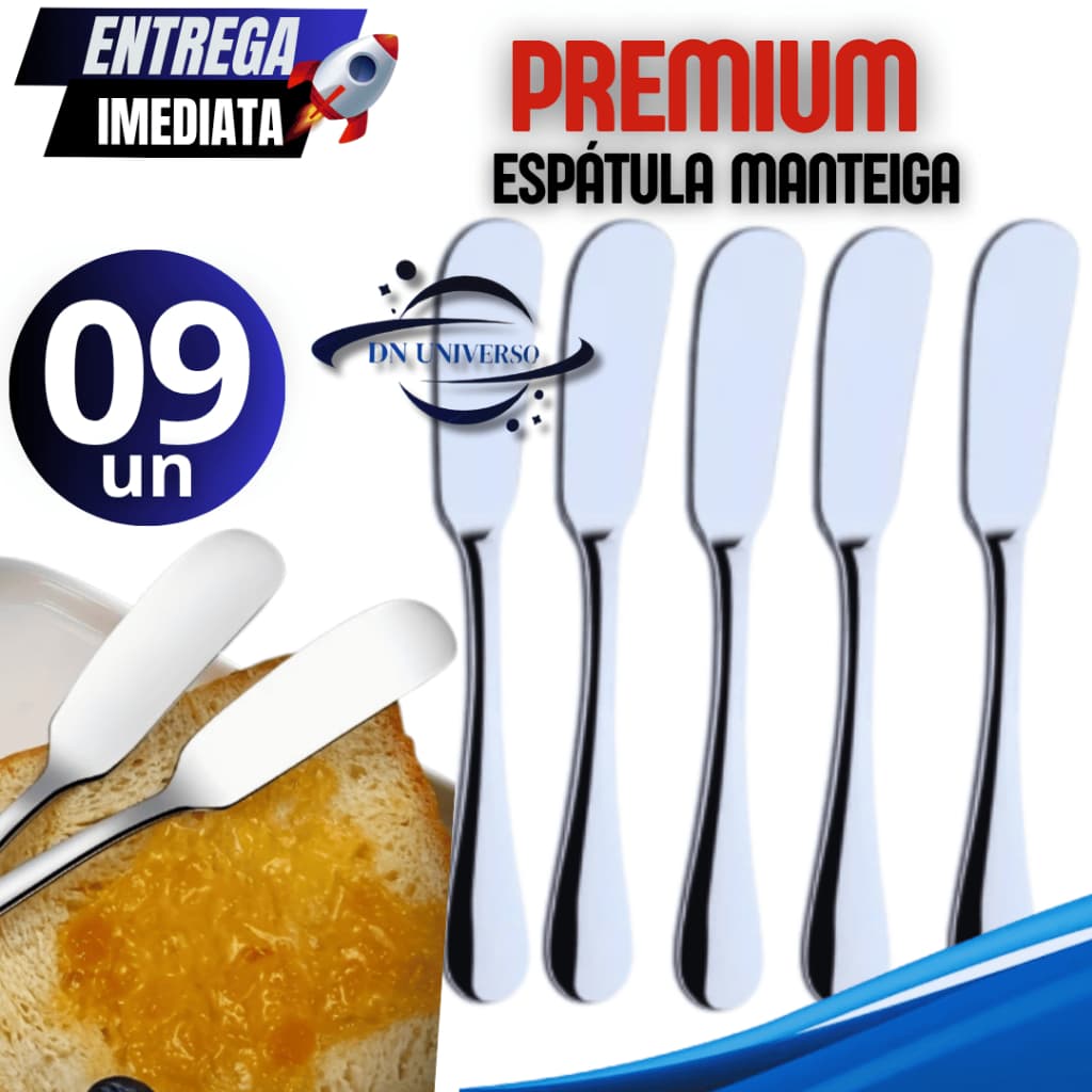 Kit 09 Peças Espátula Para Manteiga Patê Geleia margarina Inox Para Cozinha Restaurantes, Qualidade Garantida