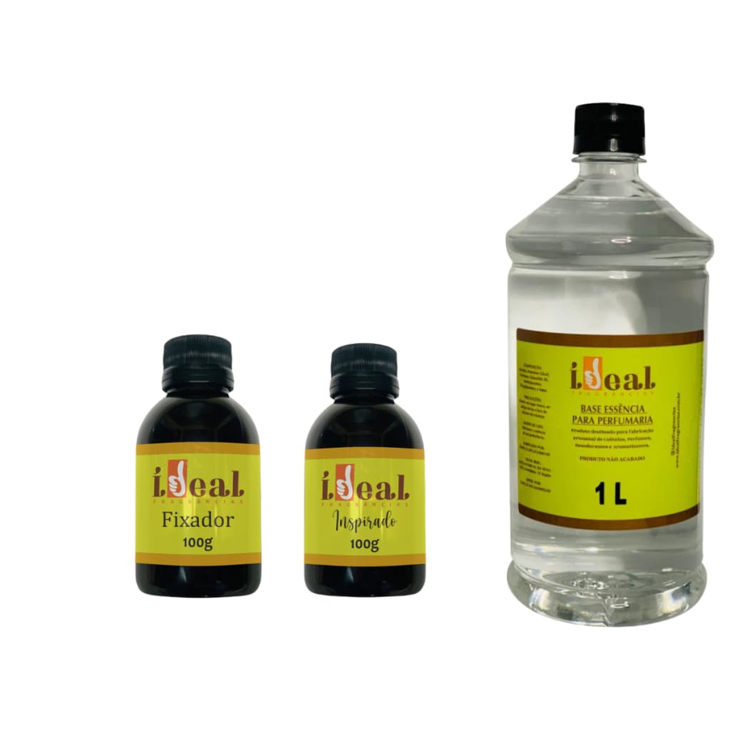 Kit com 1 Essências para Perfumes Árabes de 100 ML+ 1 Base 1L + 1 Fixador 100ml