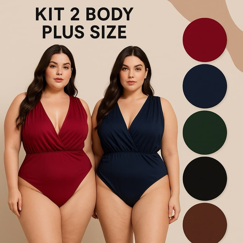 KIT 2 Body feminino PLUS SIZE estiloso elegante tendência moda blogueira gringa decotado sensual