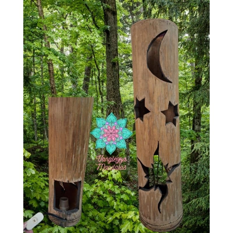 luminária de mesa bambu natural - luminária de bambu - luminária para meditação zen - luminária Artesanal de bambu