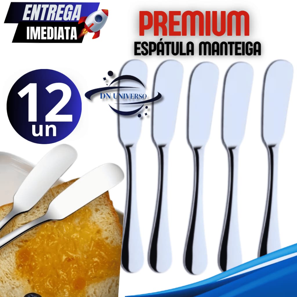 Kit 12 Peças Espátula Para Manteiga Patê Geleia margarina Inox Para Cozinha Restaurantes e Uso Diário
