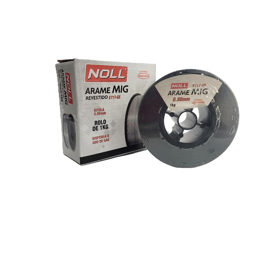Arame de solda MIG 0,8mm 1Kg - Revestido - Solda sem gás - Noll