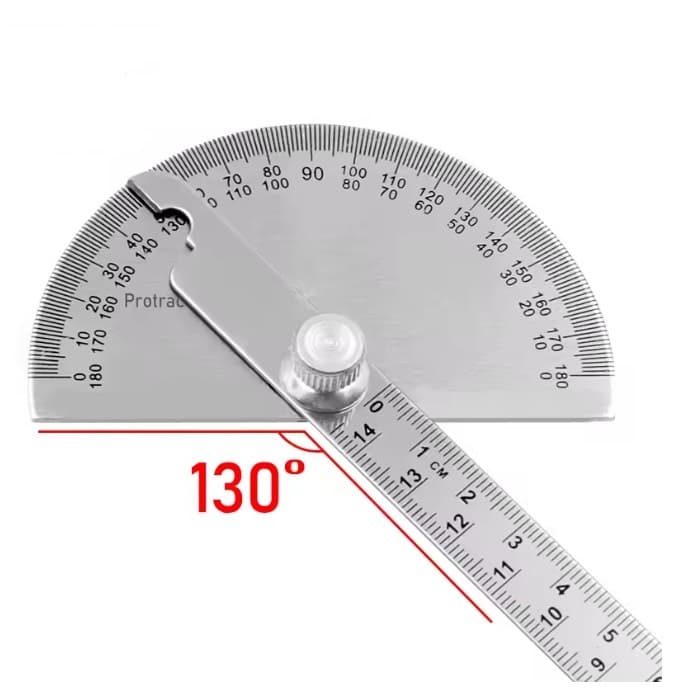 Transferidor De Grau -- 0 a 180 °  - Aço Inox - Patchwork - Régua Transferidora