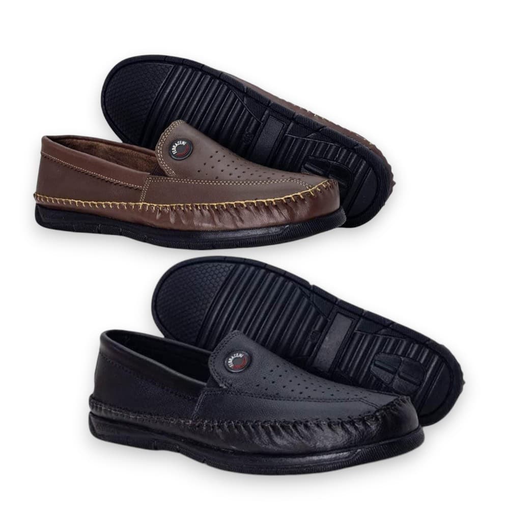 Kit Combo 2 Pares Mocassim Masculino Em Couro Sintético Super Leve e Confortável
