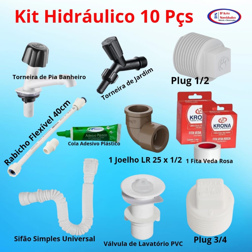 Kit Econômico com 10 Itens para Hidráulica Residencial – Pronto para Usar