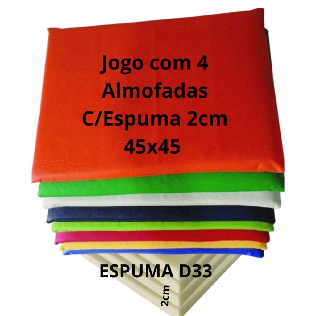 Kit 4 Almofadas Corino Com Espuma D33 2cm Quadrada 45x45