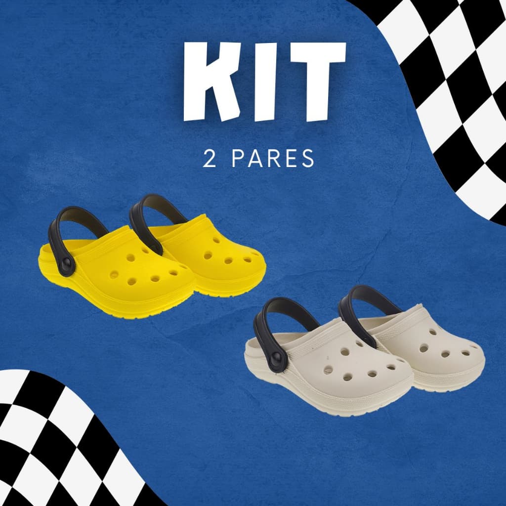Kit 2 Pares Sandália Babuche Infantil Meninos Escolar Antiderrapante Anatômico Conforto Total