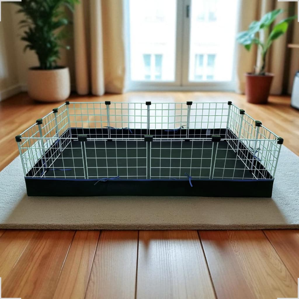 Cercadinho 30x30 com Estrutura Aramada, Forro Higiênico Lavável Branco/Preto Sem Tampa