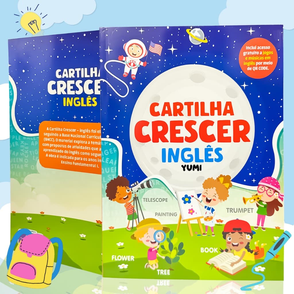 Livro Apostila De Estudo : Cartilha Crescer Inglês | Exercícios E Atividades Bilingues Ilustrado - Para Crianças