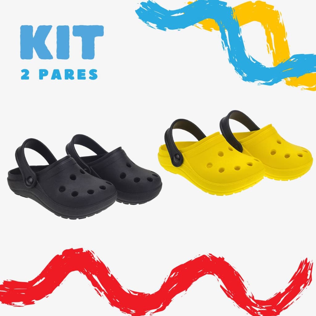 Kit 2 Pares Sandália Babuche Infantil Meninos Calce Fácil Lisos Leve Unissex Macio Estiloso Casual
