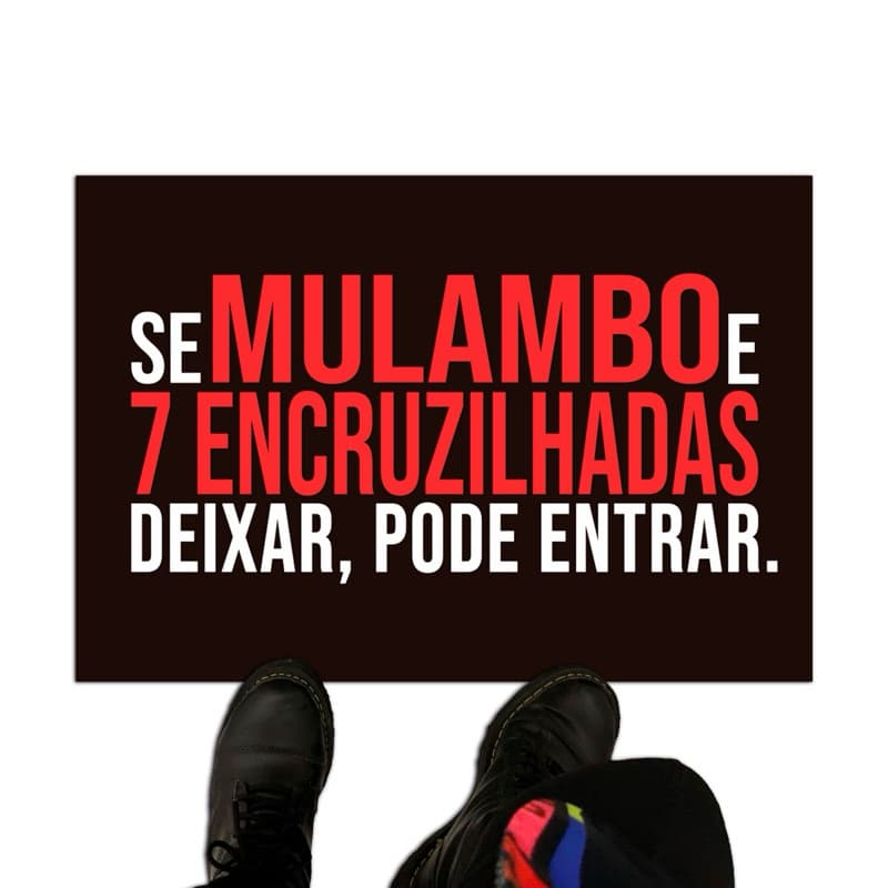 Tapete capacho para porta de entrada Umbanda - Mulambo e 7 encruzilhadas