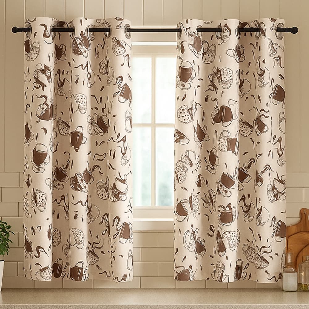 Cortina de Cozinha Estampada 2,00x1,30 Ótimo Acabamento Decoração