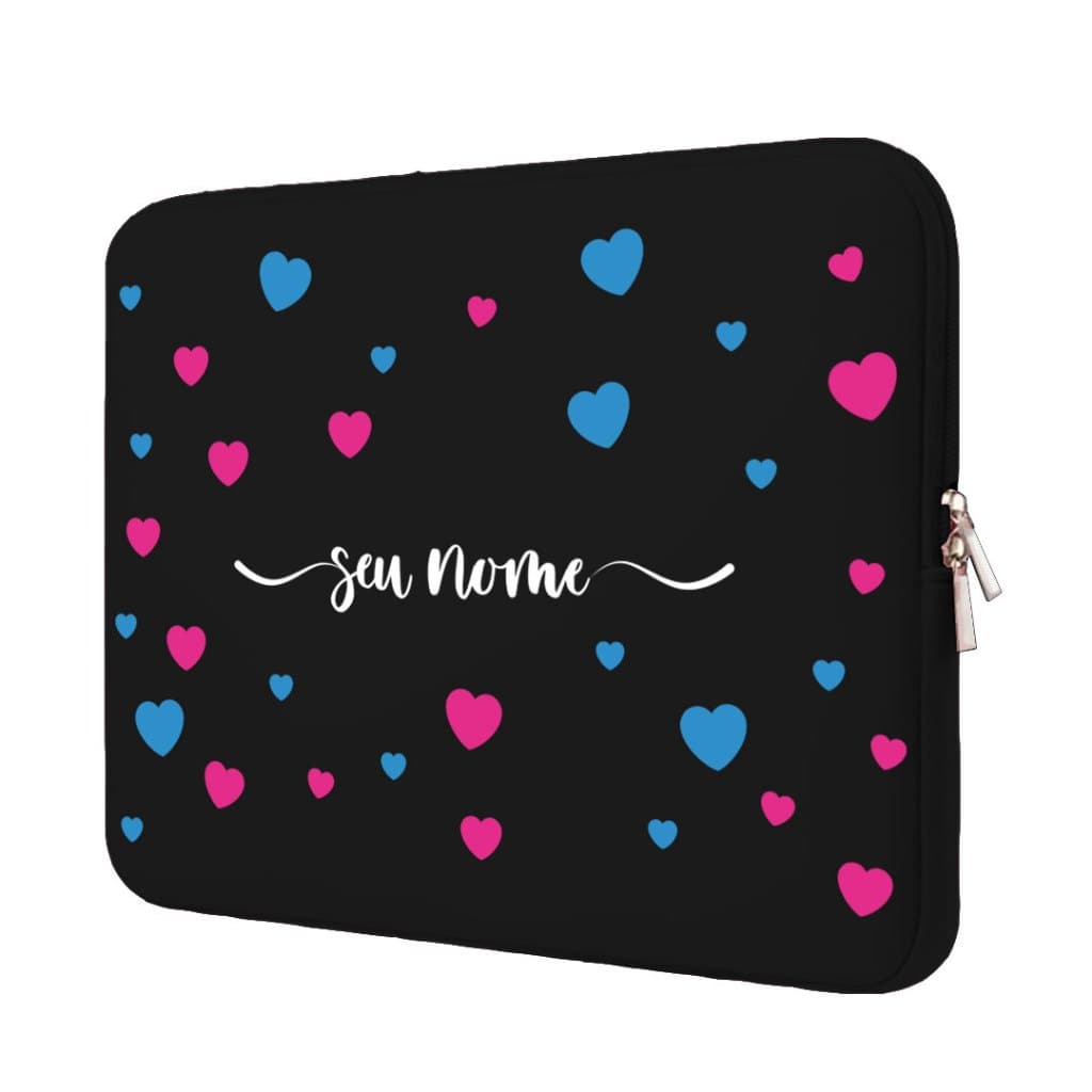 Case Capa Pasta Para Notebook 10 11 12 13 14 15 17 pol Personalizada Coração Emoji