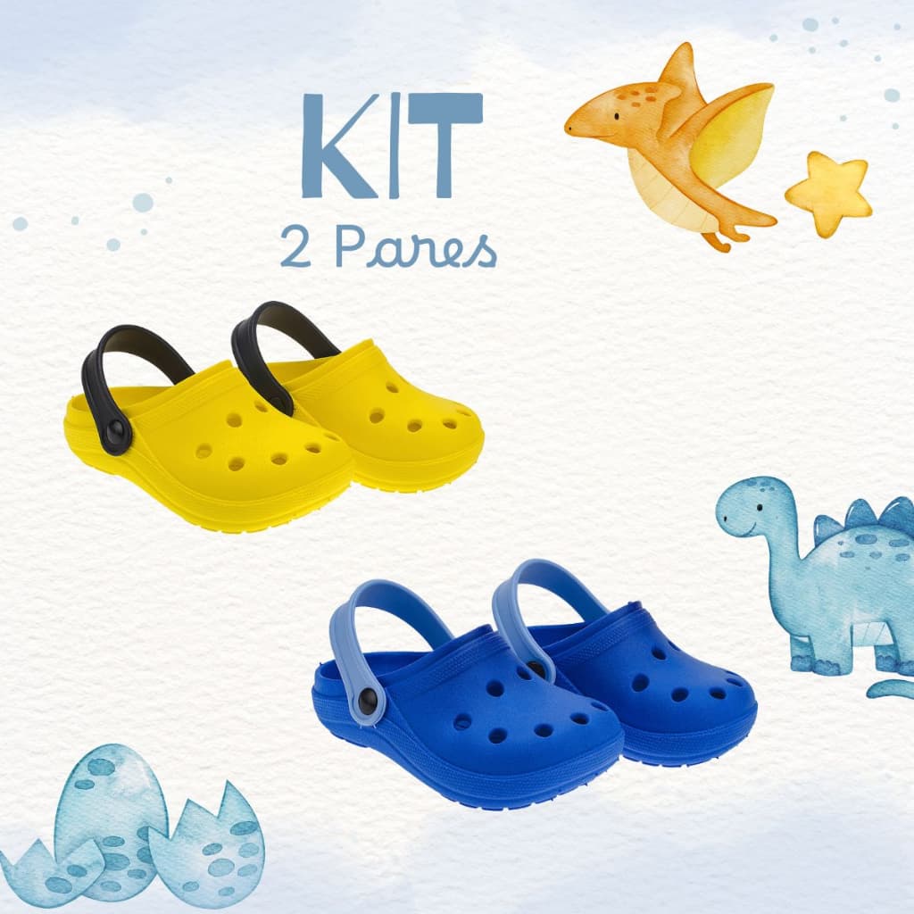 Kit 2 Pares Sandália Babuche Infantil Menino Percata Aventura Liso Premium Antiderrapante Anatômico