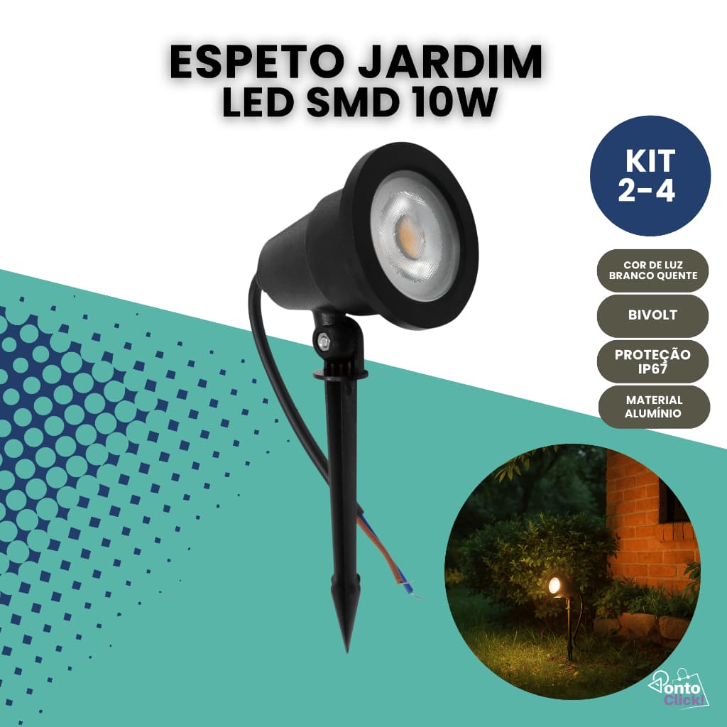 Kit 2 e 4 Espeto Luminária Para Jardim Com Lâmpada Led 10w Luz Quente