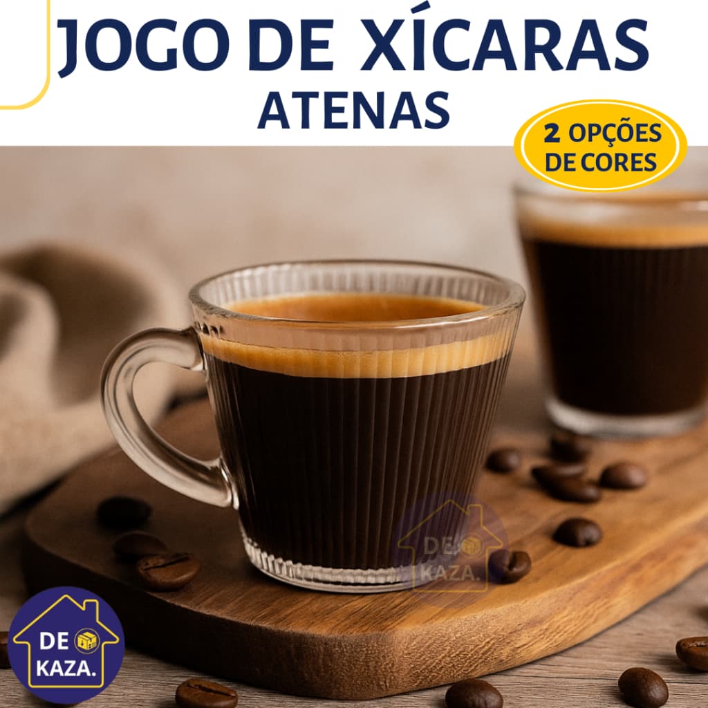 Jogo de Xícaras de Vidro Atenas 90ml Para Café