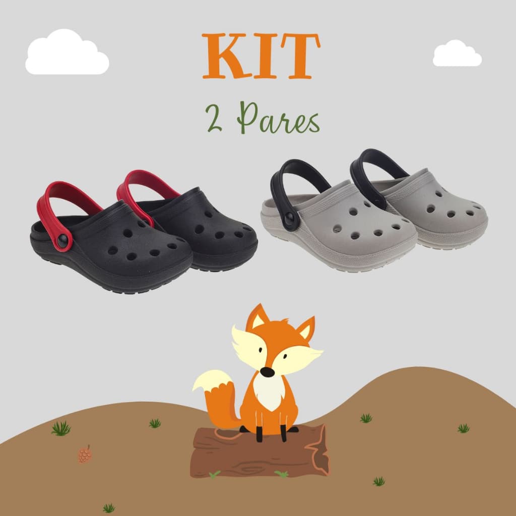 Kit 2 Pares Sandália Babuche Infantil Meninos Chinelo 2 em 1 Correia Antiderrapante Anatômico Seguro