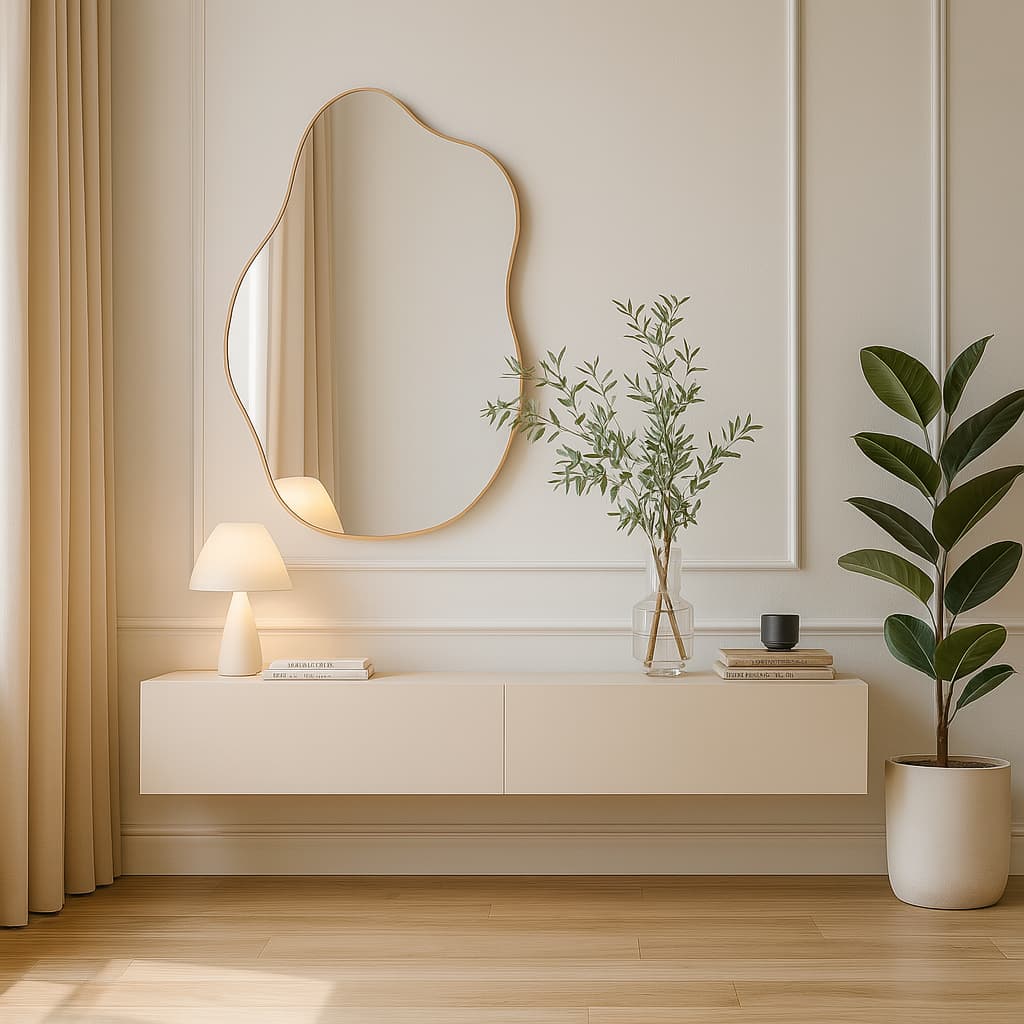 Aparador de Sala Hall Suspenso 2 Portas 110cm MDF/MDP Paris Off White