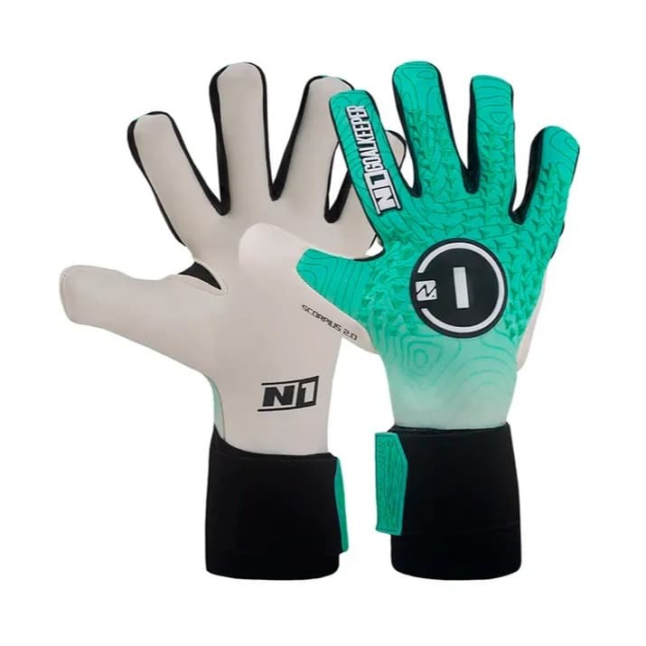 Luva de Goleiro Profissional N1 Scorpius 2.0 GREEN + Meia Antiderrapante + Chaveiro - Envio Mesmo Dia