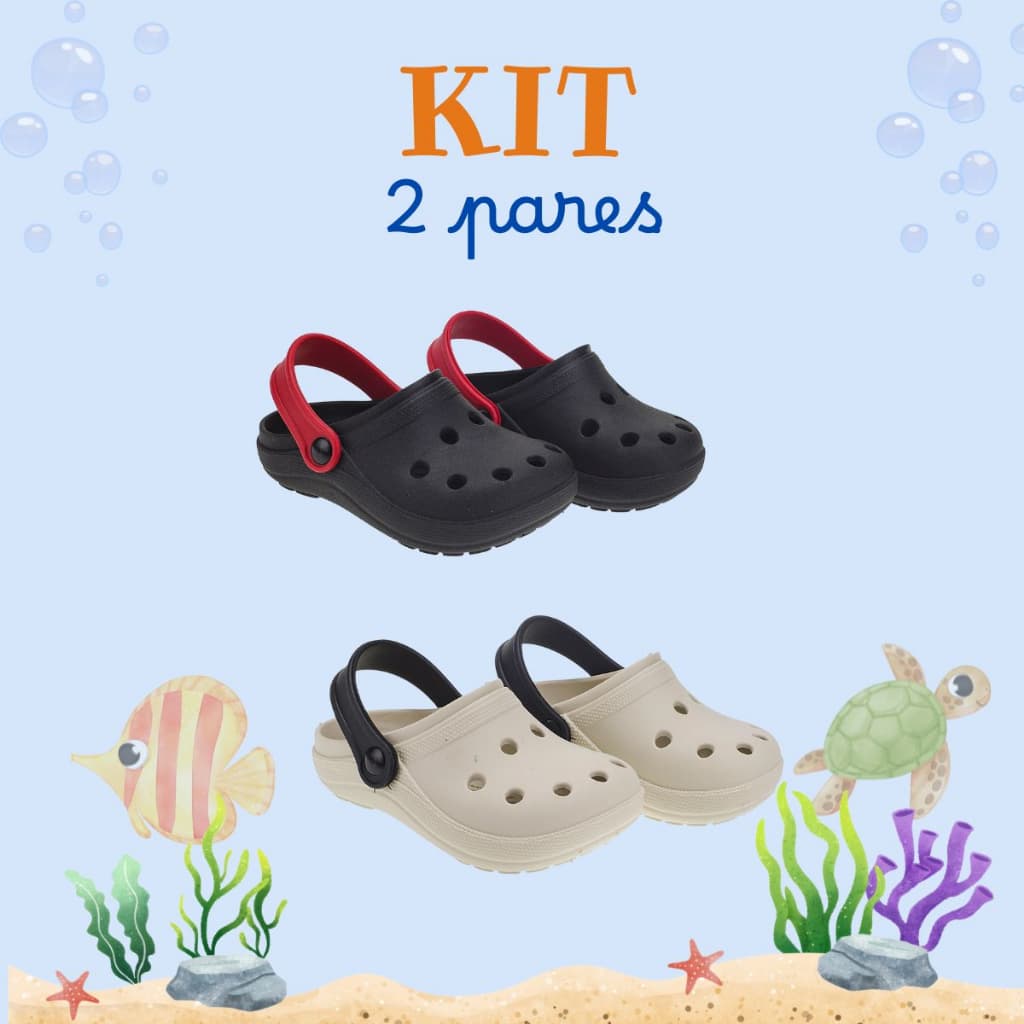 Kit 2 Pares Sandália Babuche Infantil Menino Confortável Casual Estiloso Antiderrapante Escolar