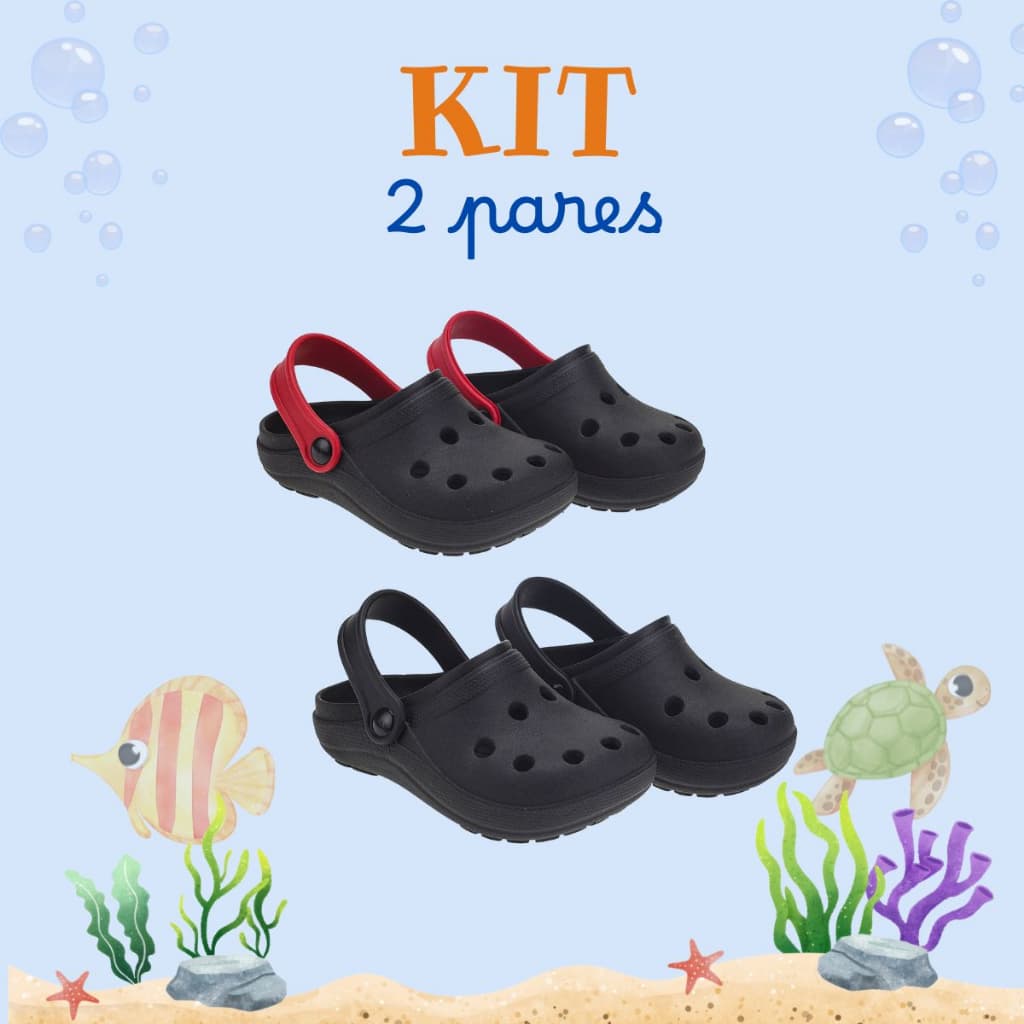 Kit 2 Pares Sandália Babuche Infantil Menino Perfuros Respirável Macio Leve Conforto Total Anatômico