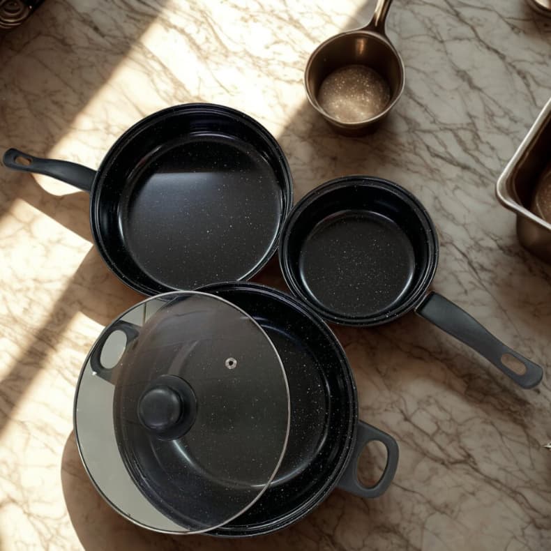 Conjunto De Panelas Antiaderente Para Uso Doméstico, Incluindo Frigideira, Panela De Sopa E Panela Plana 10 Peças