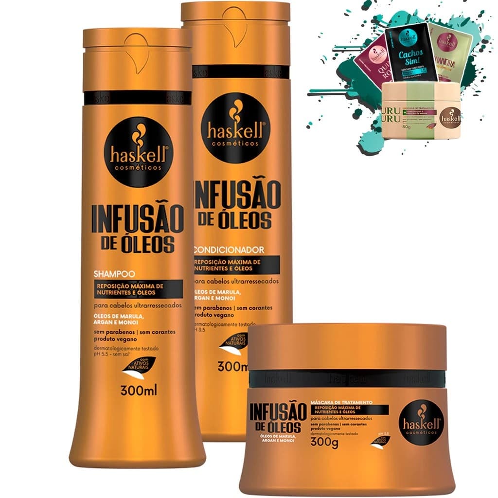 Shampoo Condicionador e Máscara 300gr Infusão de Óleos Haskell
