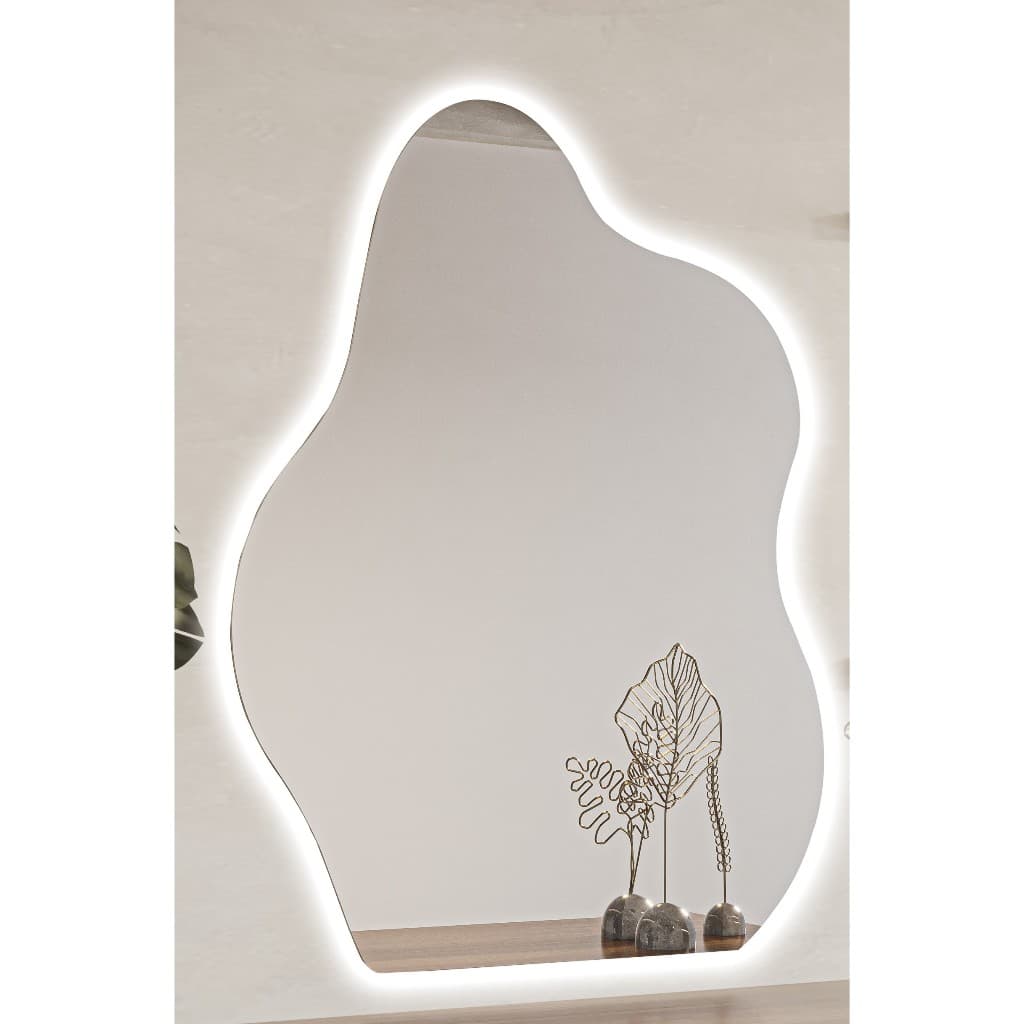Espelho Orgânico Decorativo Nuvem 60x45 com Led e Suporte para fixação