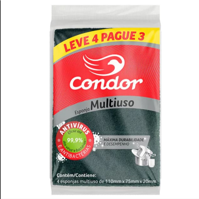 Esponja Multiuso Condor Pacote 4 Un e 8 Un