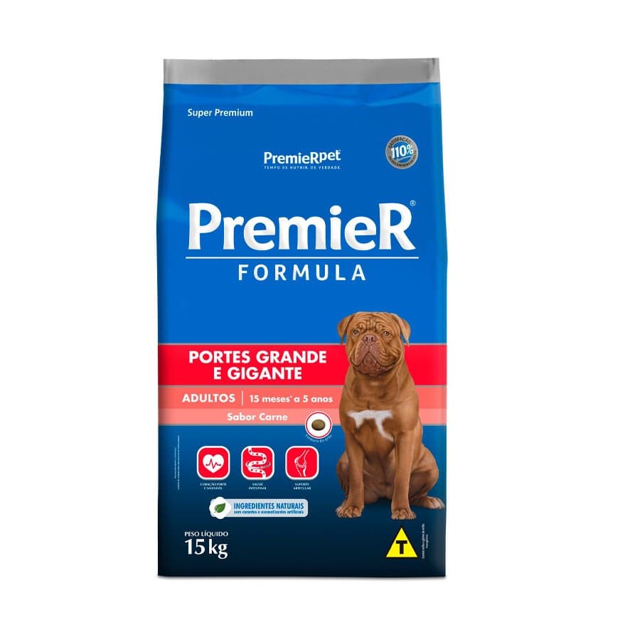Ração Premier Formula Cães Adultos Porte Grande e Gigante sabor Carne 15KG