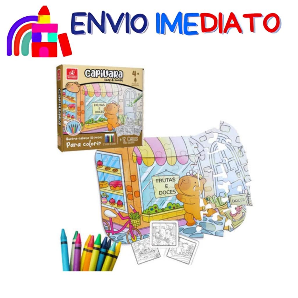 Brinquedo Quebra Cabeça - Capivara - Em Mdf + Cards Para Colorir