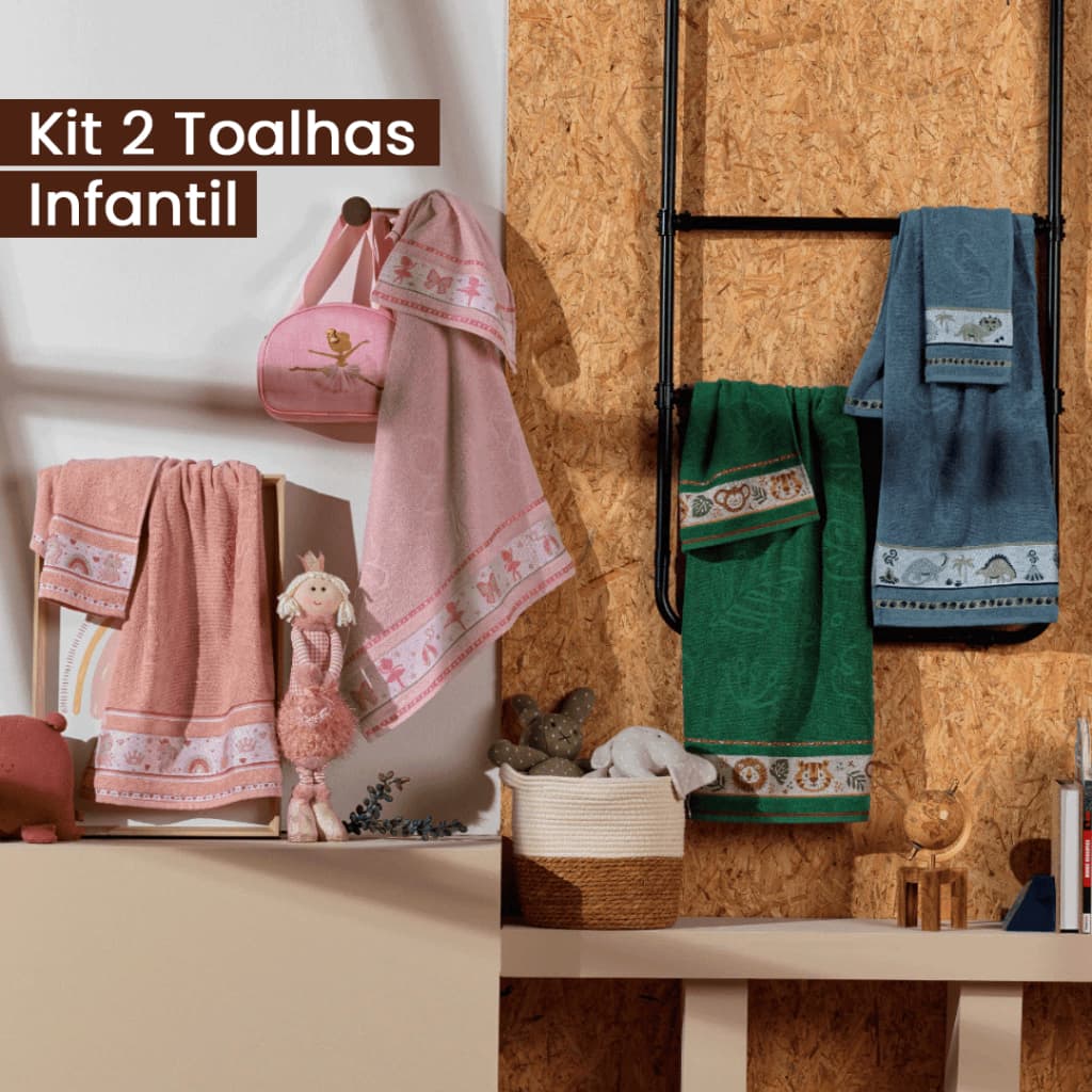 Jogo/Kit 2 Toalhas de Banho Infantil Soft Baby Kids 100 % Algodão Meninos Meninas Aveludada Luxo