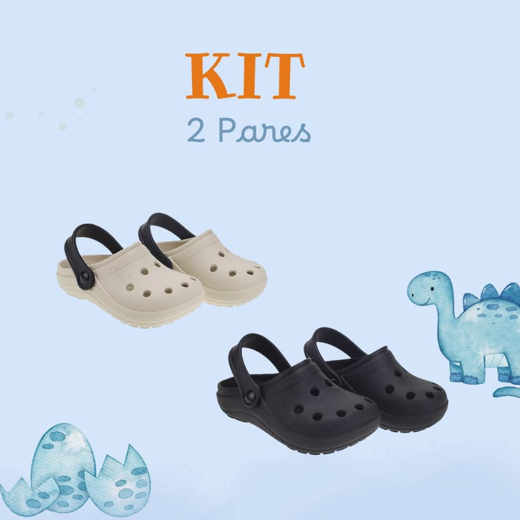 Kit 2 Pares Sandália Babuche infantil Meninos Papete Chinelo Percata Liso Volta às Aulas Escola
