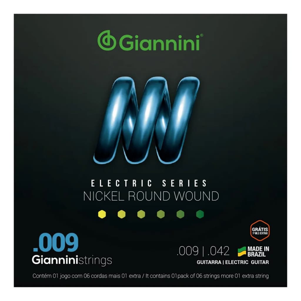 Encordoamento Guitarra Giannini 009 + 1º Mi Extra GEEGST9